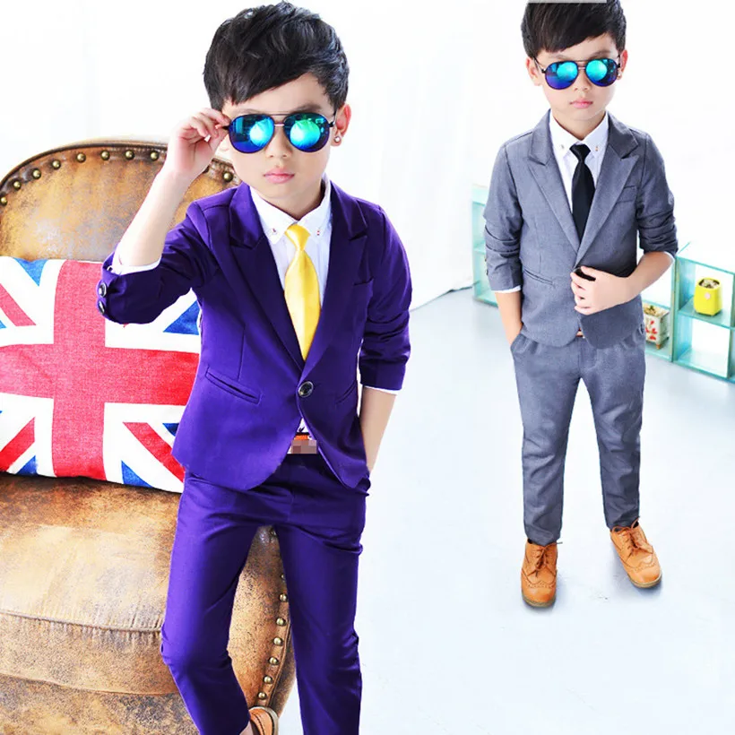 2018 New 2PCS Boys Wedding Costume England Style Boys Prom Formal Suits
