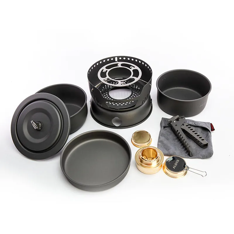 

2-4 person picnic pot 10 sets of household coat pot with alcohol stove outdoor suit