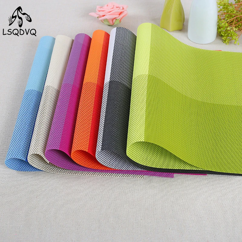 

45*30CM Table Mat Rectangular PVC Non-Slip Bowl Plate Cup Pads Braided Placemat Heat Insulation Pad Kitchen Accessories