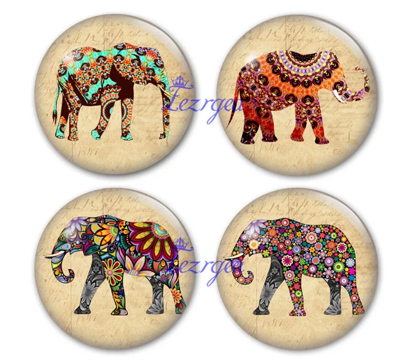 

Elephant glass cabochon 12mm/14mm/16mm/18mm/25mm/30mm/40mm Round photo elephant glass cabochon demo flat back Making findings