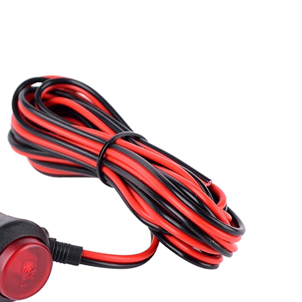 2 Pieces 1.5m 12V 24V Car Cigarette Lighter Power Supply Plug Cord Extension Cable Connector With Switch 10A Fuse