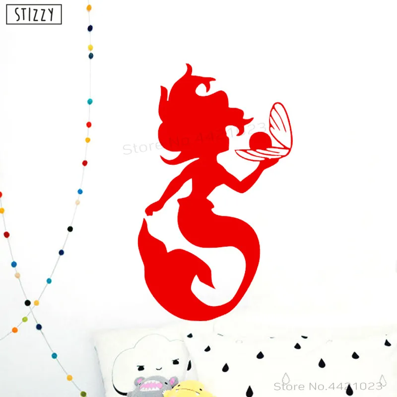 Настенная Наклейка stizzy Little Mermaid Мультяшные виниловые наклейки на стену для