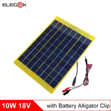 ELEGEEK 10W 18V Solar Panel Battery Charger for 12V Solar System 12V Battery with DC Output Crocodile Clip 330*230mm