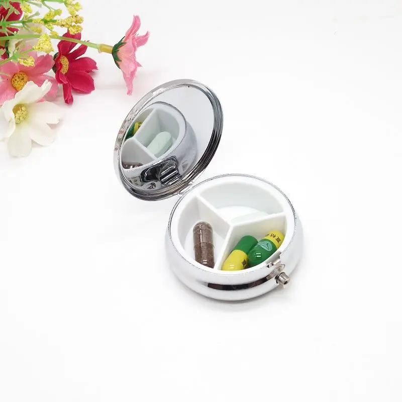 50pcs Metal Pill boxes DIY Medicine Organizer container silverin