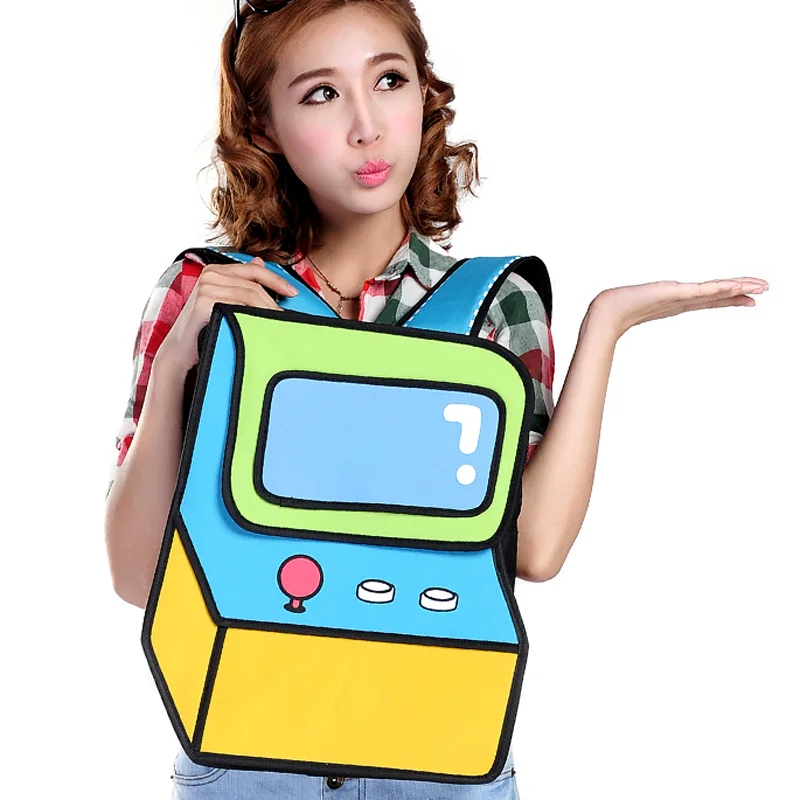 2017 модные 3D консолей формы с рисунками из комиксов печати рюкзак игровой автомат школьные сумки двойные бретелька сумки женские сумки Mochila