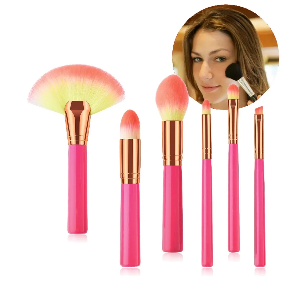 6 Pc Professional Fan Shape Makeup Brush Blending Highlighter Contour Face Loose Powder Cosmetics high quality cosmetics | Красота и