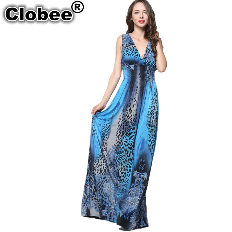 

2019 Women ukraine Summer Dress Elegant Boho Beach Clothing Ladies Bohemian Print Maxi Long Dress Plus Size 6XL 7XL Vestidos