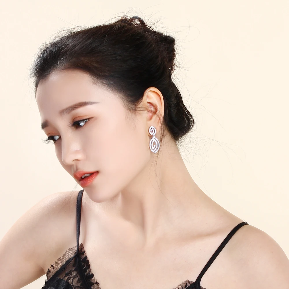 Fashion Drop Earrings Nice Jewellery White color Jewelry Shiny Cubic Zircon Elegent Evening Dinner Party Wedding earring