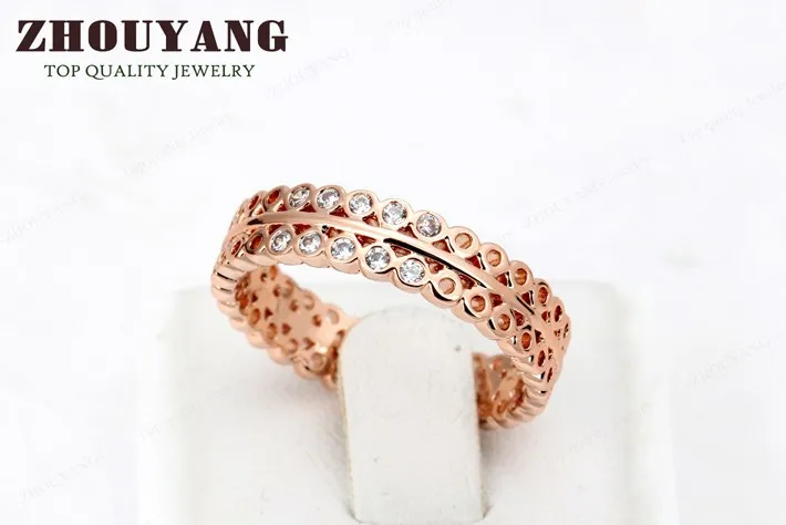 Круглое выдолбленное кольцо из розового золота, модное кольцо с австрийскими кристаллами, полные размеры, высокое качество ZYR413 ZYR414