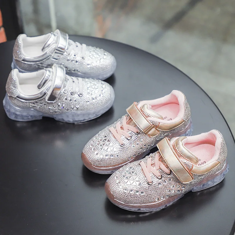 

Kids Sequins Princess Shoes Bling Bling Sports Sneakers Spring Autumn Casual Anti-skid Breathable Zapatos Nina Size 26-37