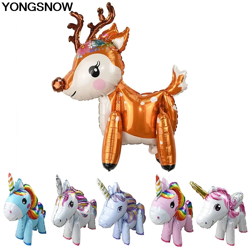 

1Pcs Cute 3D Cartoon Animal Elk Deer Horse Unicorn Foil Inflatable Helium Balloon For Wedding Birthday Party Decoration Kids Toy