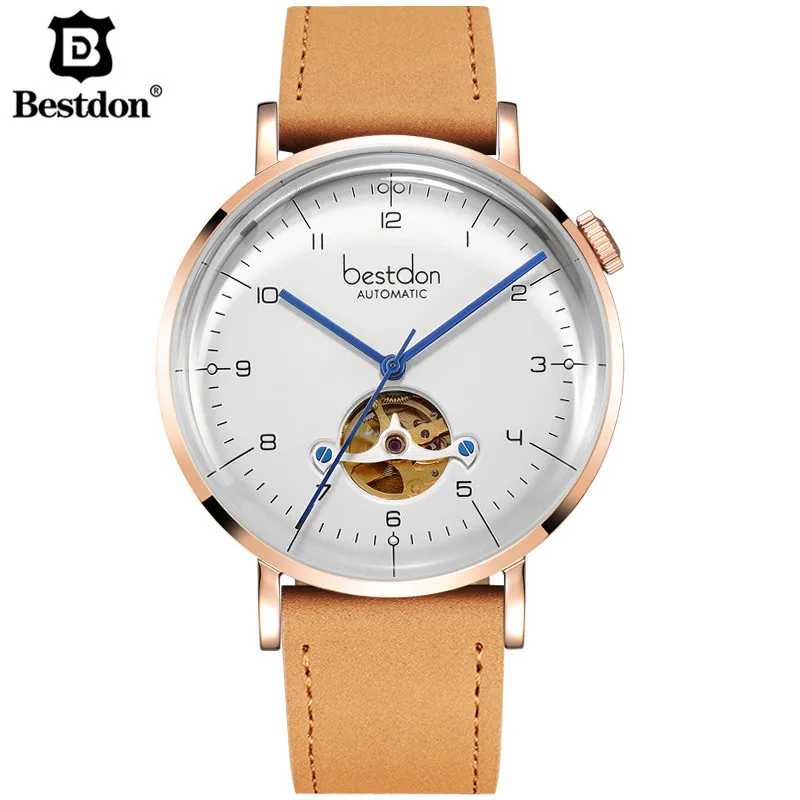 

2017 New Mechanical Men Watches Bestdon Luxury Brand Skeleton Wrist 5Bar Waterproof Business Watch Men Clock Male reloj hombre