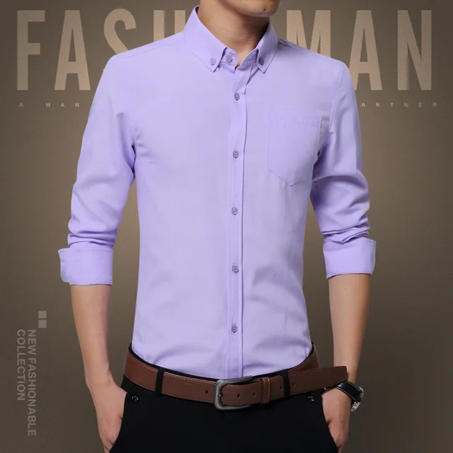 Buy Cotton Business Office Shirts Work Dress Shirt Men Solid Fashion Brand