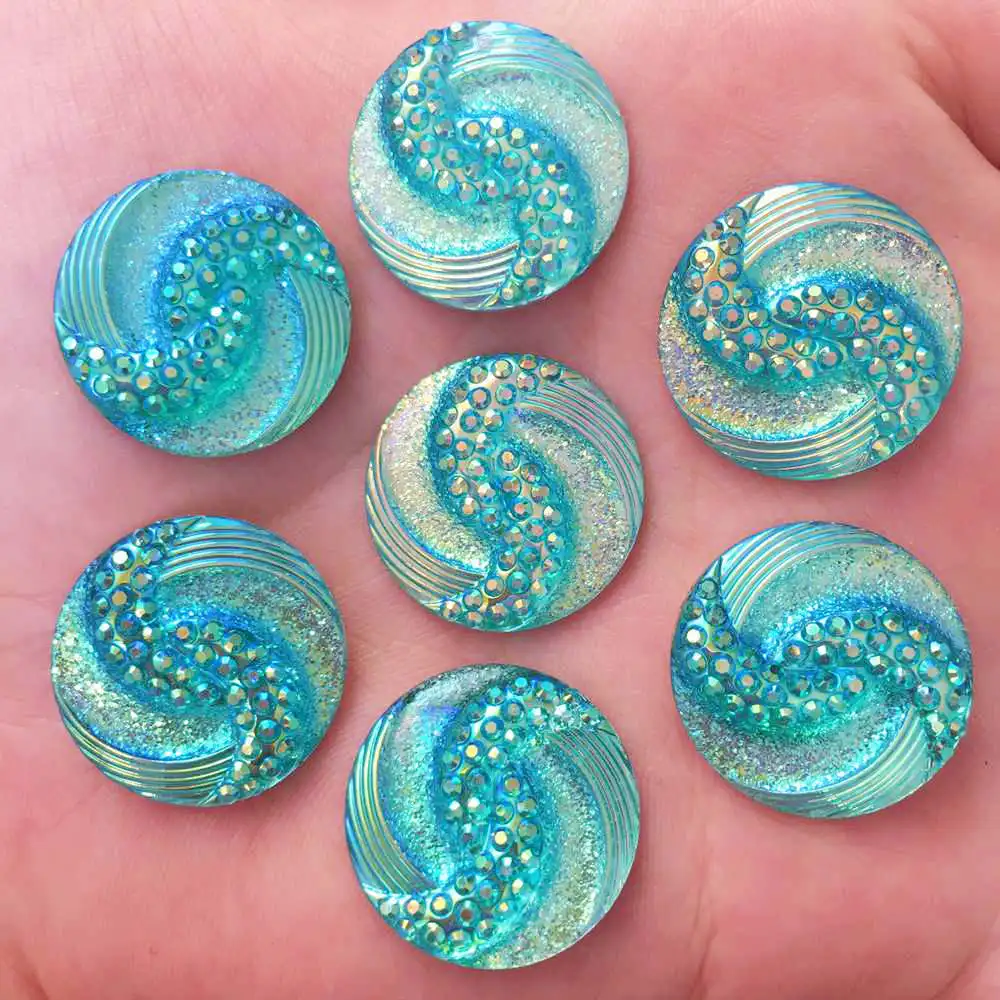 New 20pcs 20mm AB Resin Round FlatBack Rhinestone Embellishment Buttons