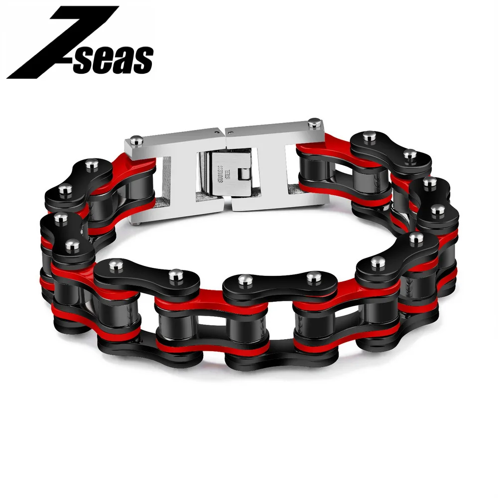 

7SEAS Cool Biker Bicycle Motorcycle Chain Men's Bracelets & Bangles Fashion 4 Color 316L Stainless Steel Jewelry Bracelet,JM856