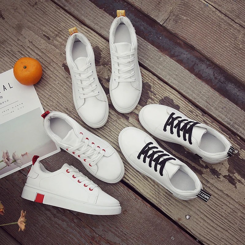 

WENYUJH New Women Sneakers Breathble Vulcanized Shoes Pu Leather Platform Lace up Casual White Tenis Feminino Zapatos De Mujer