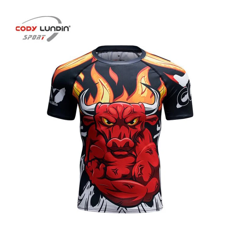 

2019 Muscle AC adapter T-shirt men's compression shirt rash top T-shirt Crossfit T-shirt camiseta rashguard summer brand 002