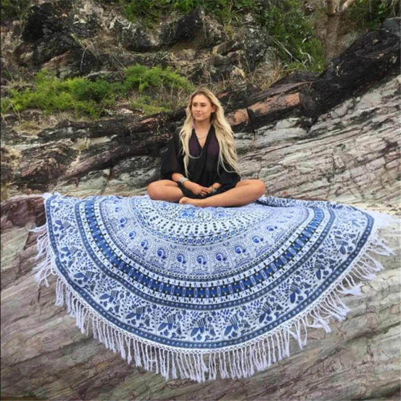 2019 new Beach Round Hippie Tassel Tapestry Beach Throw Mandala Towel Yoga Mat Bohemian drop shipping #3M04 (4)