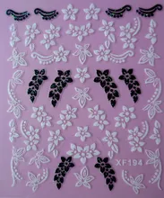 black 3D flower design Water Transfer Nails Art Sticker decals lady women manicure tools Nail Wraps Decals XF194
