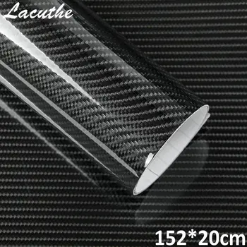 

1 PCS 20*152cm Black 5D Carbon Fiber Vinyl Film Car Wrap Film 5D Carbon Fiber Car Sticker Auto Exterior Accessories Film