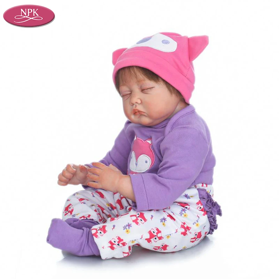 NPK 55CM Silicone Simulation Newborn Baby Reborn Dolls Soft Cloth Body Realistic Babies Girl Kids Doll Toys Magnetic Pacifiers (2)