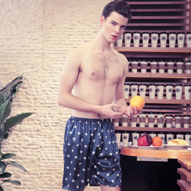 Luxury Satin Silk Men Sleep Bottom Shorts t Men Boxer Sleep Casual