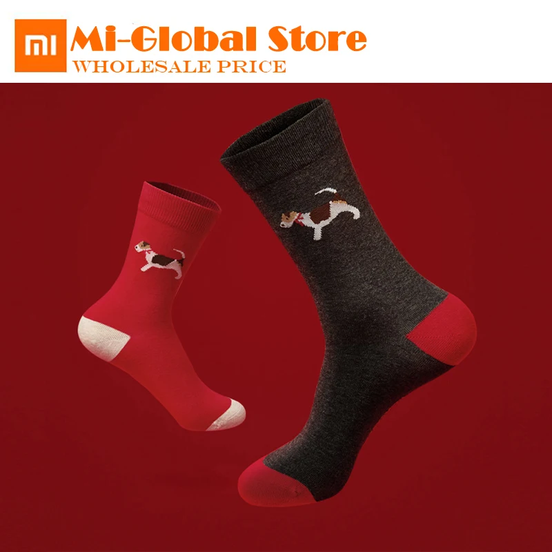 

new arrival Xiaomi COTTONSMITH socks in tube socks festival style 3pairs man woman socks soft warm gift for Winter Spring