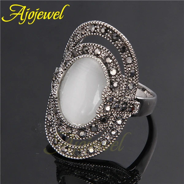 Женское Винтажное кольцо с белой овальной опаловой вставкой Размеры 7 9|stone ring|women