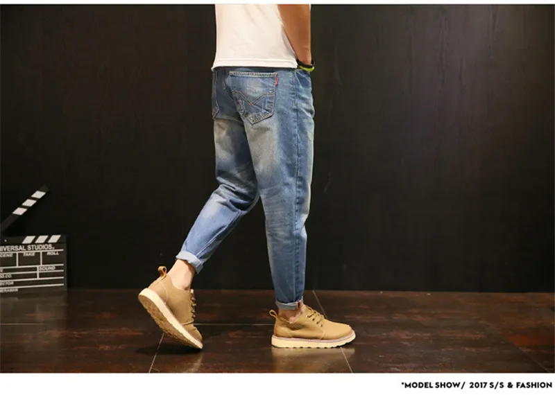 Модные брендовые джинсы для мужчин осень 2017 г. Новинка зимы светло серый мужской молния повседневное джинсовые мотобрюки коллапс Брюки для