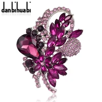 Danbihuabi 3 дюйм(ов) ов) большой броши свадебные украшения листьев дизайн Стекло Брошь для женщин Кристалл Брошь ювелирные изделия оптом значок - изображение