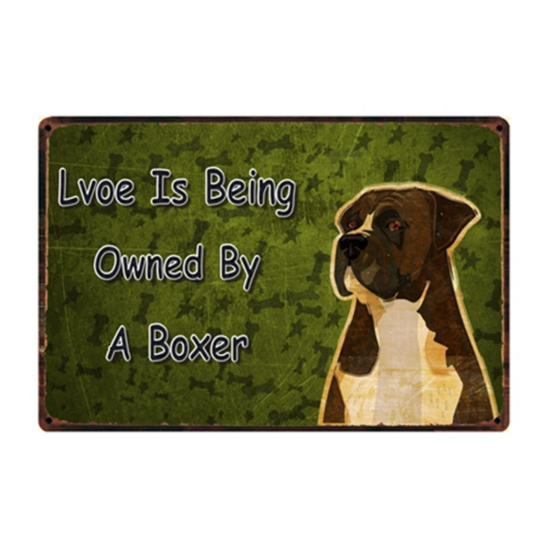 [Kelly66] любовь находится в руках собака боксёр металлический знак оловянный плакат табличка для домашнего декора настенная живопись 20*30 см размер y-2182 - Цвет: y-2182