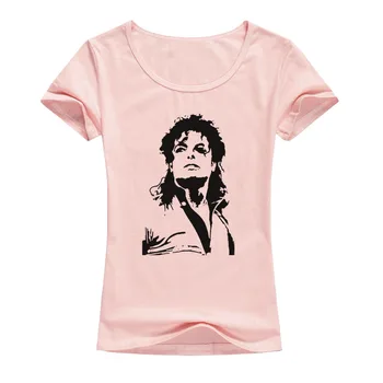 

2017 Short Sleeve Michael Jackson Women T-Shirts Summer Elastic Cotton Tee T Shirt For Women Round Neck Brand Clothing A120