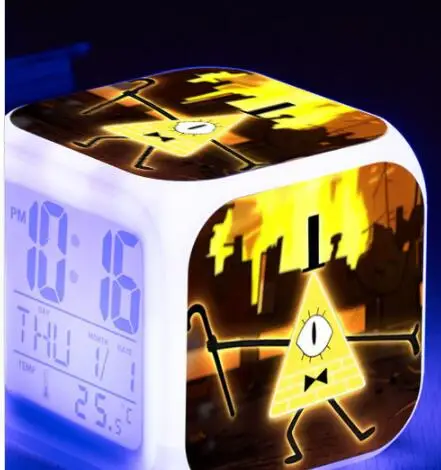 

Gravity Falls reloj despertador LED 7 Color Flash Digital Alarm Clock Watch Touch Night Lighting Flash Clocks Free Drop Shipping