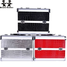 wenjie brother professional Aluminium PUMakeup BoxMakeup Case Beauty Case Cosmetic Bag Multi Tiers Lockable Jewelry Box for gift