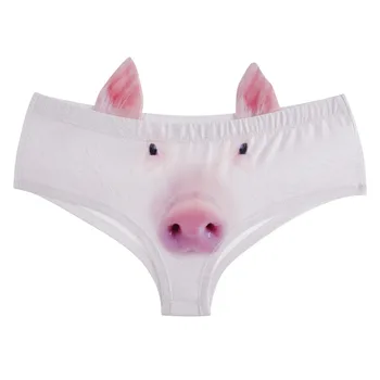 

LEIMOLIS pig white funny print sexy hot ear panties female kawaii Lovely underwear push up briefs women lingerie thongs