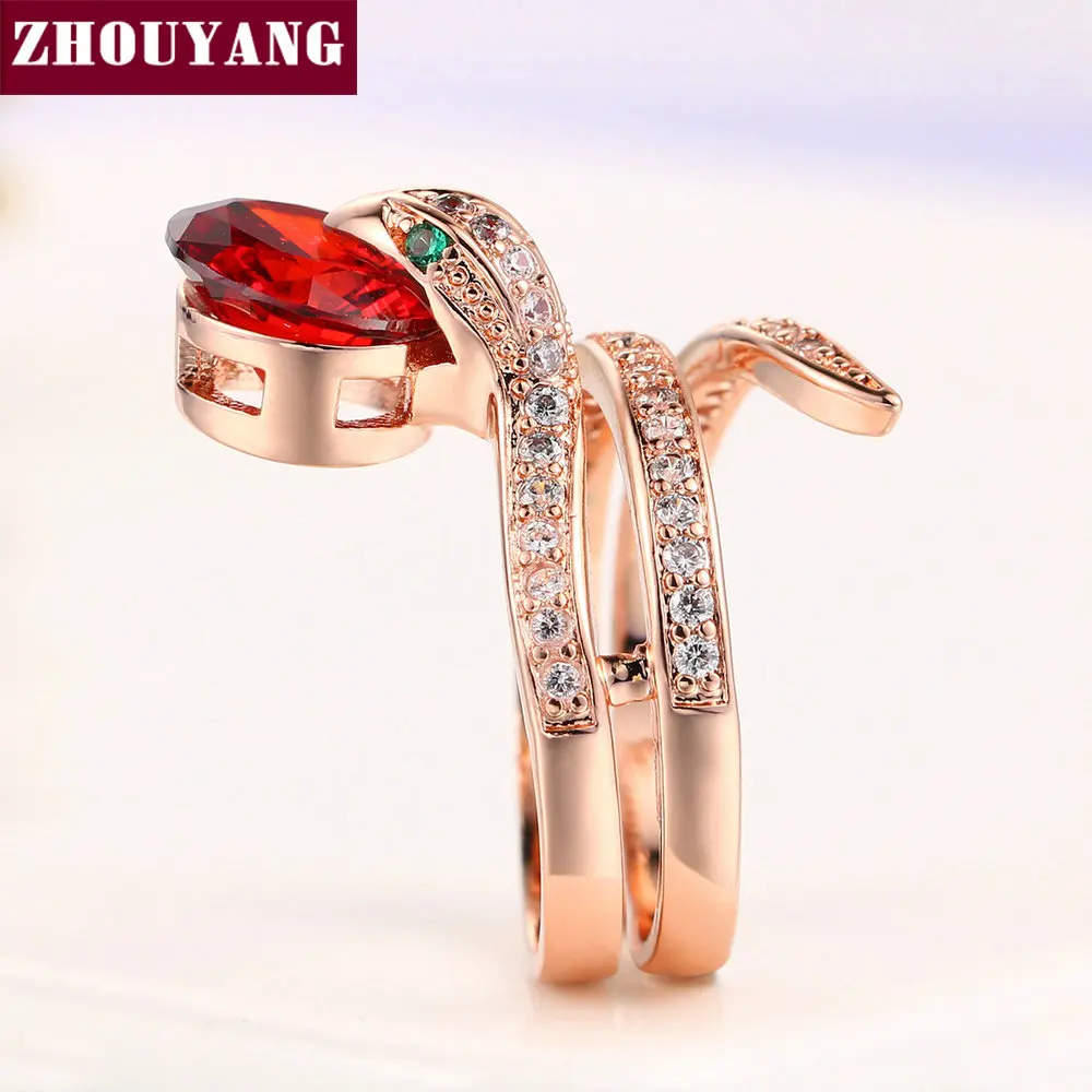 ZHOUYANG высшее качество ZYR150 змея показать бисер кольцо розовое золото Цветные