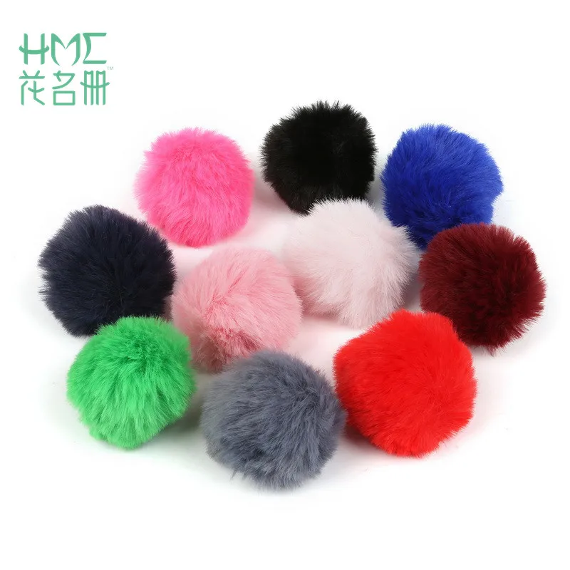 

6pcs/lot Fake Fur Ball Fluffy Pompons Keychains Plush Fur Charms Key Ring Pendant For DIY Trinkets Pom Pom Keychain
