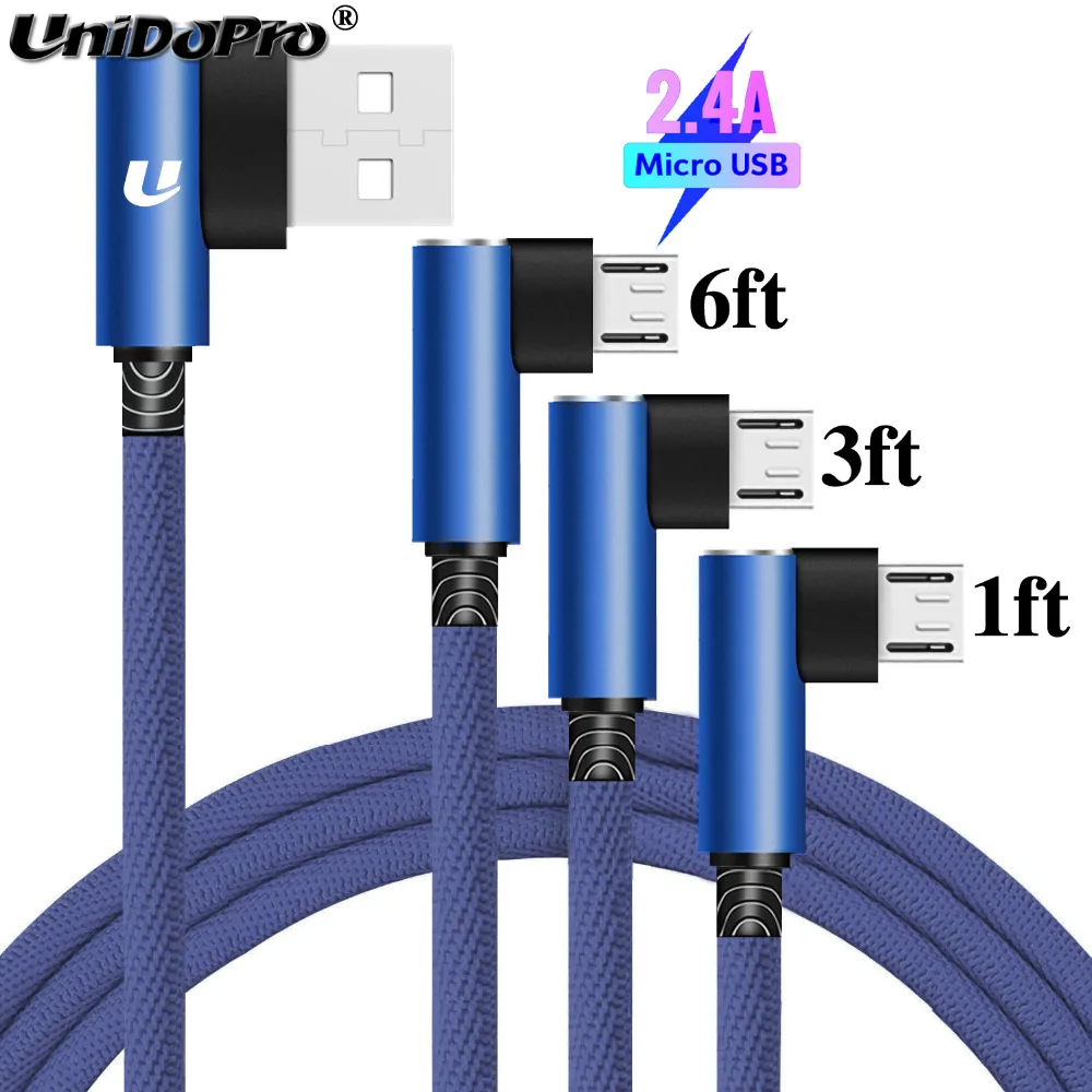 

90 Degree Micro USB 2.4A Fast Charging Cable for ASUS Pegasus 3, Zenfone 3 Max - ZC520TL, ZenFone 3 Laser ZC551KL, Pegasus 5000