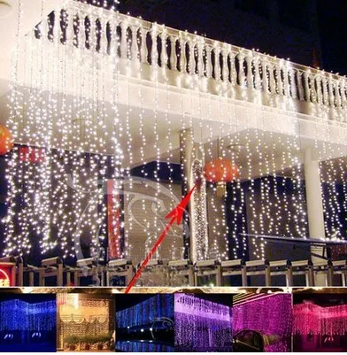 

Curtain Lights 1024 LED lights Bulbs 8m*4m,Waterproof Christmas ornament light,Flash Colored Fairy wedding lights Led strip