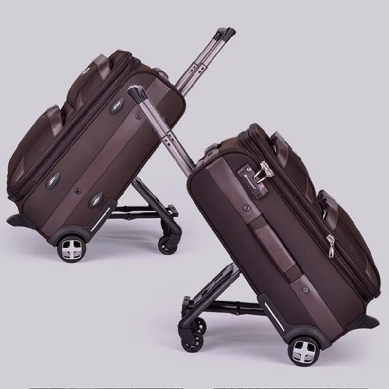 High quality 20 24 28 black brown vintage trolley luggage pull box male and female TSA