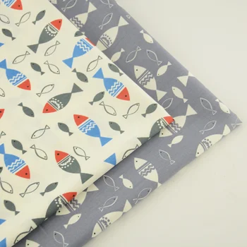

2 Different Style Colorful Fish Printed Twill Fabric 50cm*160cm Tilde Tissue 100% Cotton Fabric Children Colthes Handicraft DIY