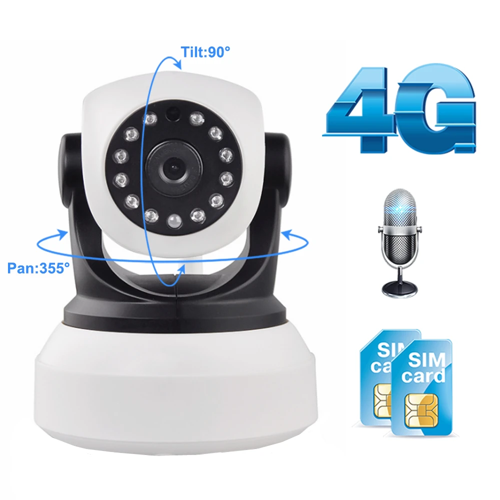 Online Cámara Wifi 4G 3G tarjeta Sim 1080P 720P HD red de vídeo cámara IP inalámbrica GSM seguridad bebé vigilancia Cámara APP Control