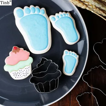 

New 3pc Foot Stainless Steel Cookie Cutter, Biscuit, Pastry, Fondant Cutter Baby Shower Party Favor Shoe Feet Child Stencil Mold