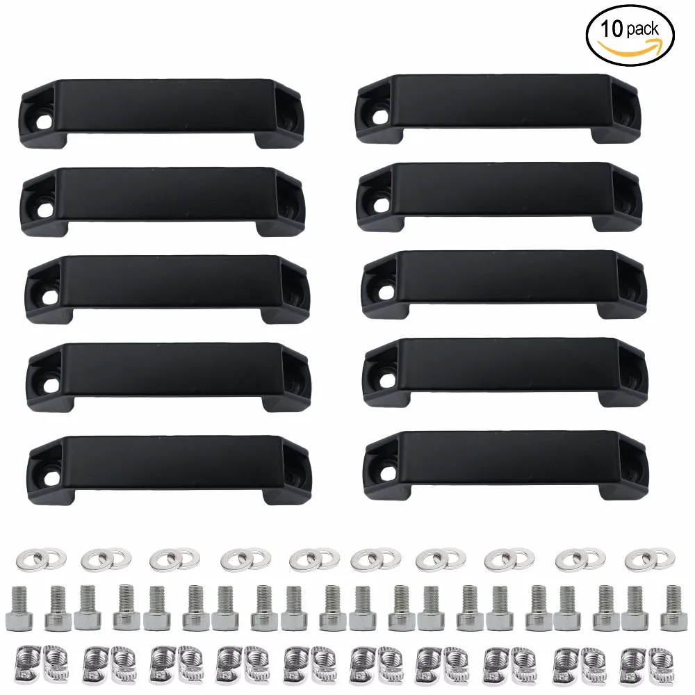 10pcs Aluminum T Slot Black Pull Handle 180mm Length with 20pcs screw