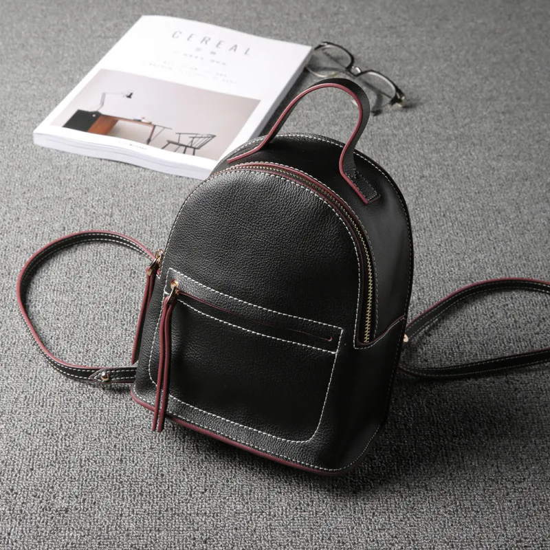 DUDINI Summer New Split Leather Shoulder Bag Female Cow Leather Small Backpack Mini Small Fresh Shoulder