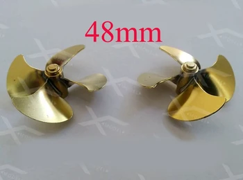 

1PC Diameter 48mm Four-blade Propeller M4 Shaft Paddle CW CCW Mini Brass Soldering Propellers for RC Boat Model DIY Modify Parts