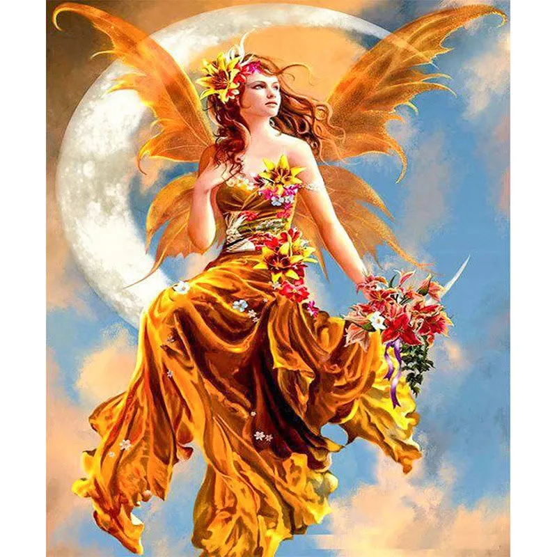 D SH 5D DIY Diamond Painting Moon Girl Angel Mosaic Full Round Diamond