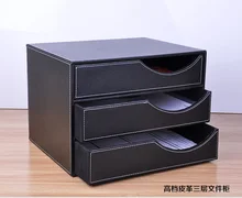 Imitation Leather desktop storage cabinet drawer a4 finishing box wool storage box