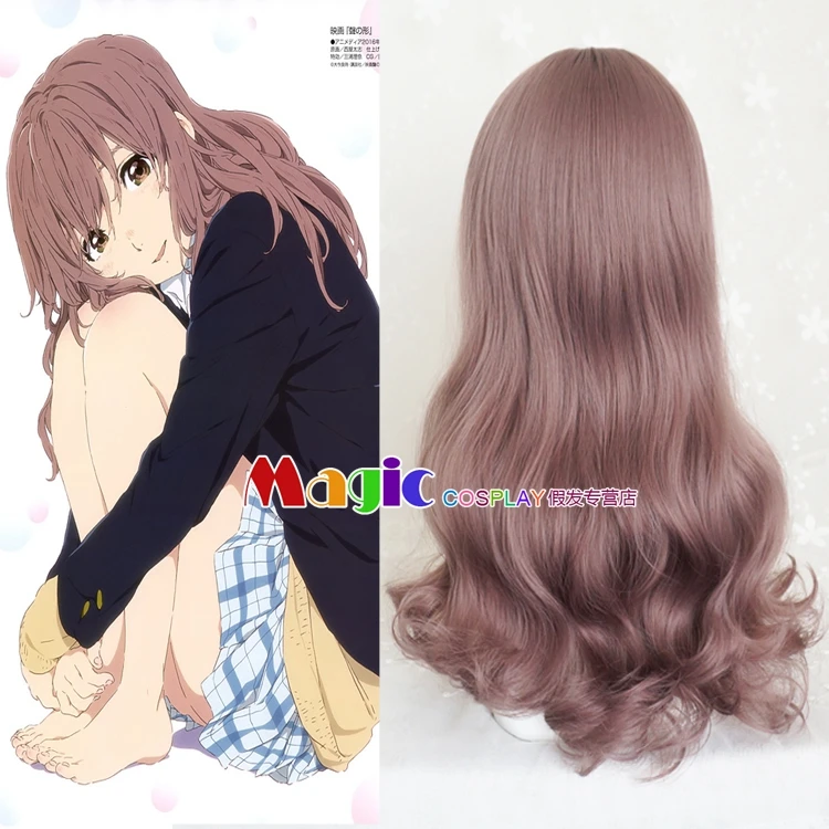 

Movie A Silent Voice Nishimiya Shouko Cosplay Wig The Shape of Voice Koe no Katachi Long Wavy Culrs Curly Synthetic Hair