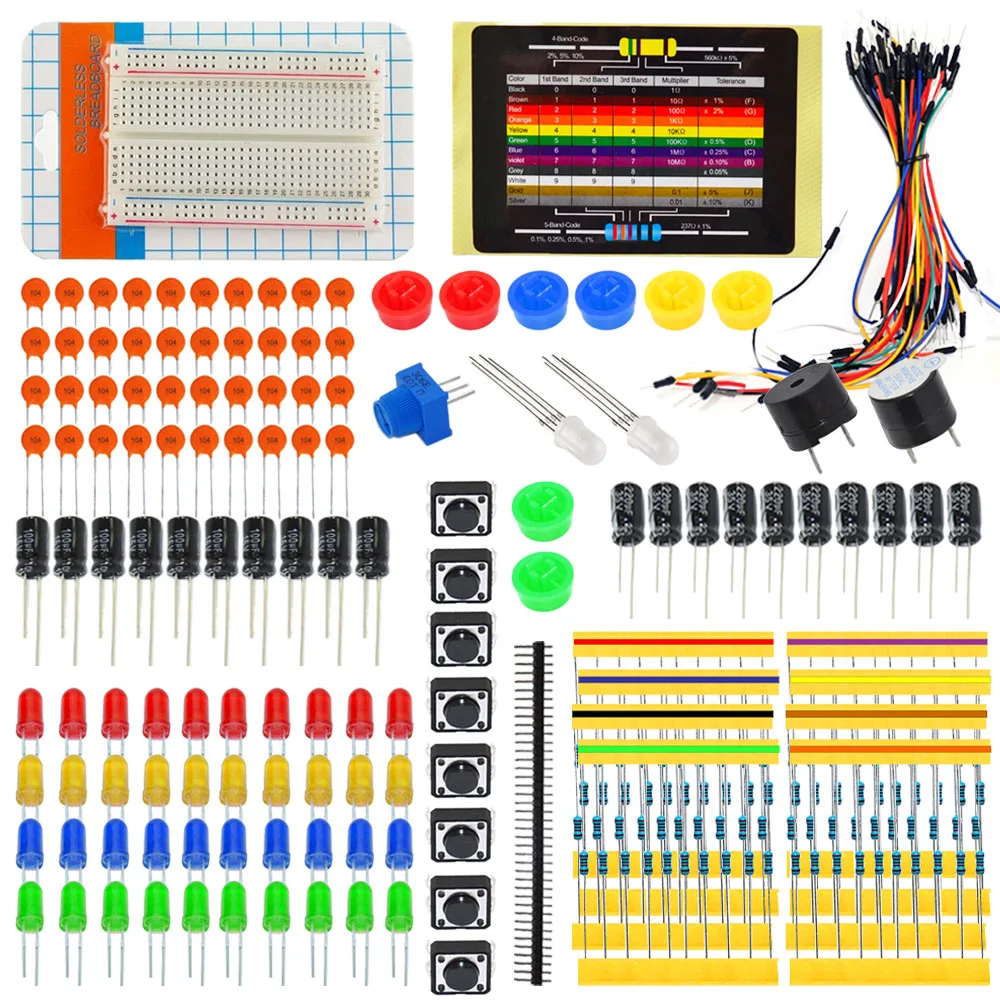 Generalduty самодельный Набор для начинающих электронных частей для Arduino W/светодиодный/перемычка провода/Макет+ белая коробка+ 11 проектов(онлайн